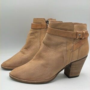 Dolce Vita Women’s 10 Side Zip Camel Perforated ankle bootie Coastal Cowgirl